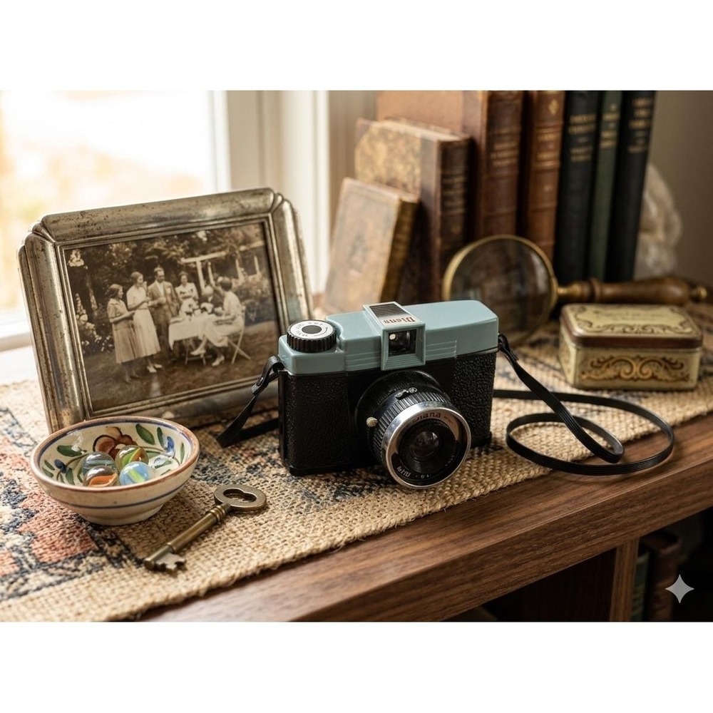 Vintage Diana 120mm Film Toy Camera Blue Black Lo-Fi Lomography Art Photography